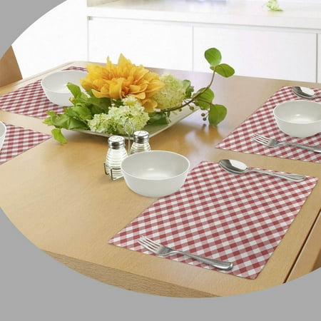 

Washable Fabric Placemats for Dining Room Kitchen Table Decor Pale Pink Dark Coral White