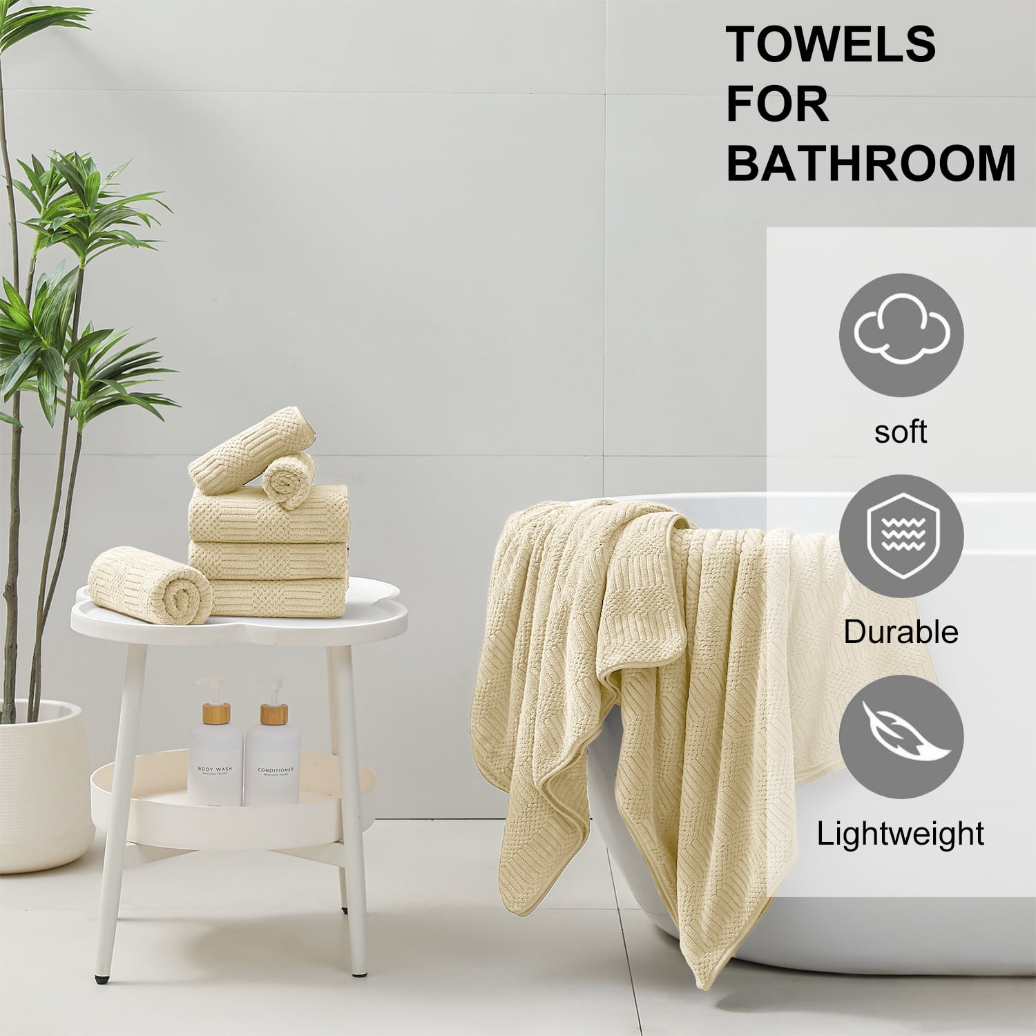 Beartech 18 Piece Bath Towel Set-6 Bath Sheet,6 Hand Towel,6 Washcloths Ultra Soft Microfiber Towels,Luxury Shower Towel,Quick-Dry & Highly Absorbent Bathroom Towels for Family,Hotel Spa-Yellow