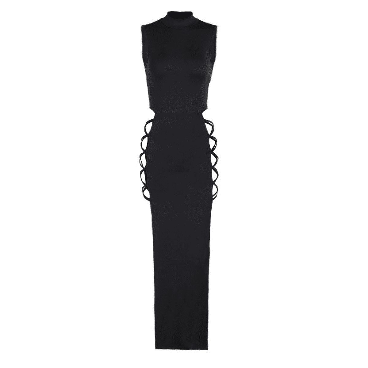 Women's Solid Sleeveless Mock Neck Dress, Sexy High Split Cut Out Side Lace  Up Bodycon Dress, Party Club Dresses black XL - Walmart.ca