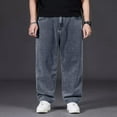 thumbnail image 2 of Jeans For Men Plus Size Washable Baggy Straight Wide Leg Comfortable Denim Trousers Loose Outdoor Activities Mens Pants Grey 38, 2 of 7