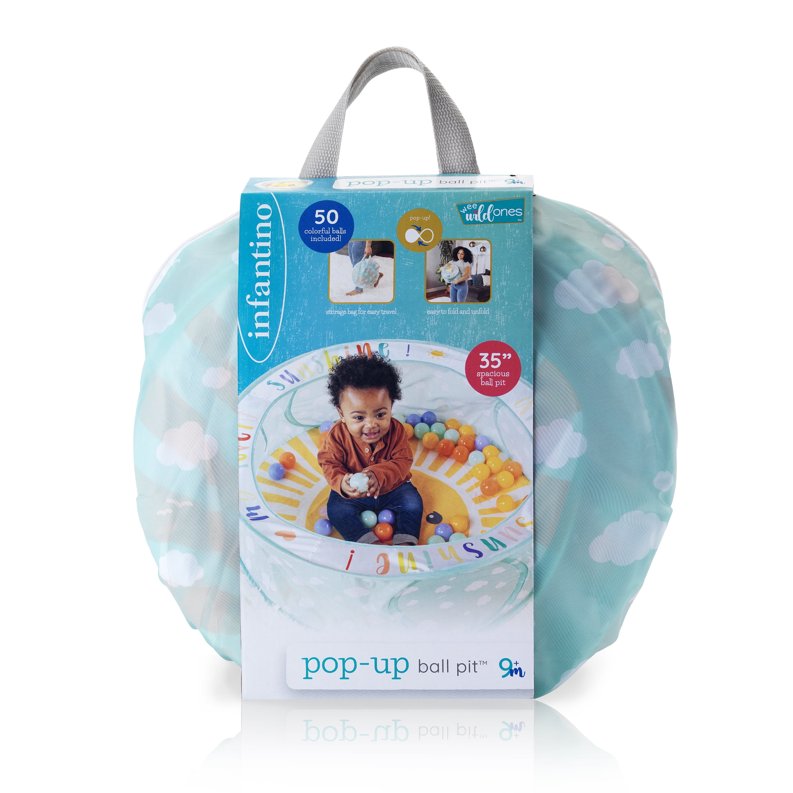 Infantino Foldable Ball Pit Gym, for Babies 9+ Months, Multicolor Sunshine