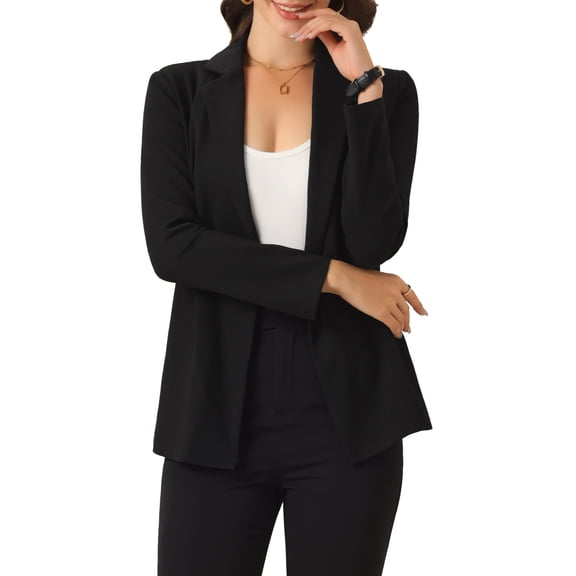 INSPIRE CHIC Business Blazer for Women's Casual Long Sleeve Work Office Open Front Suit Jacket XS Black