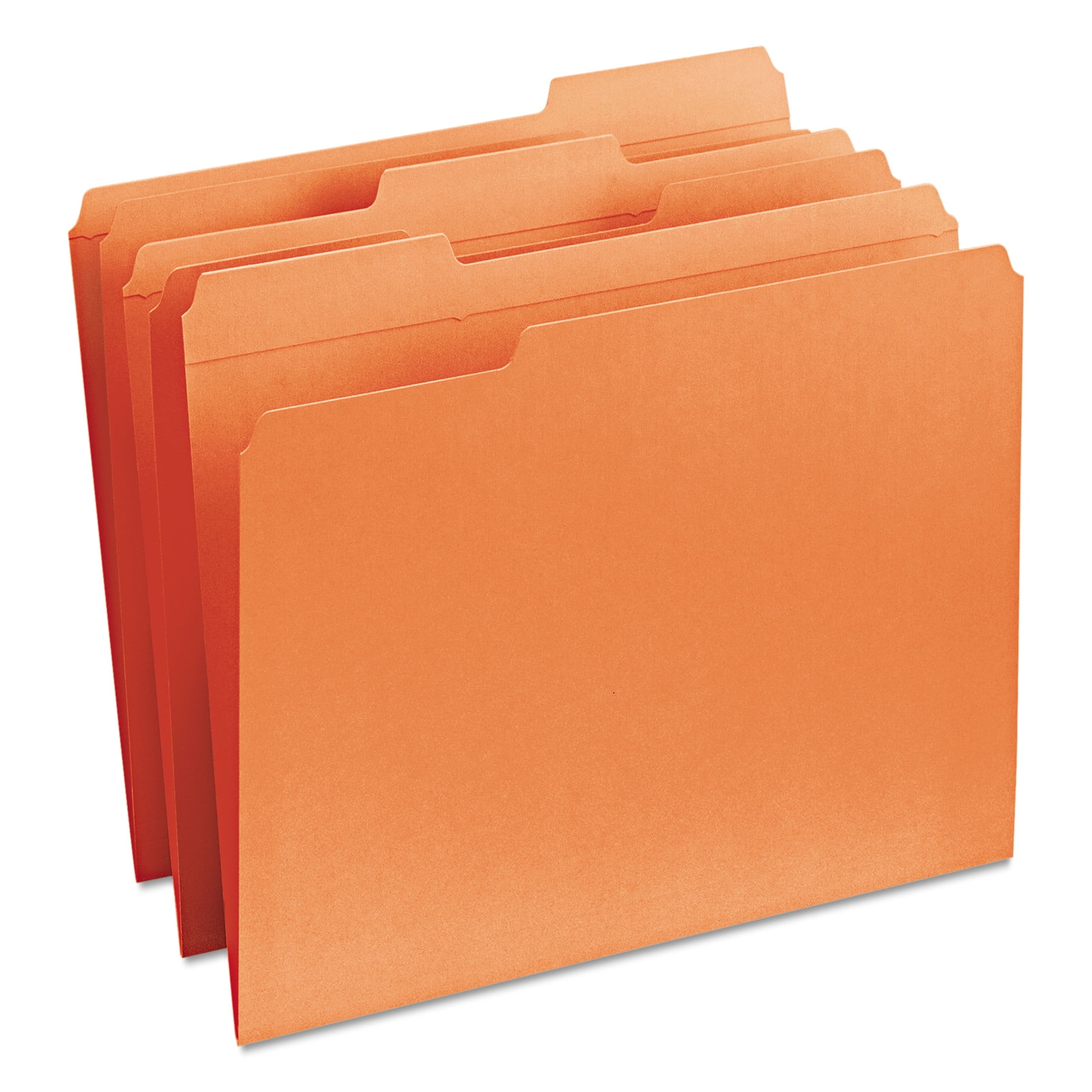 Smead 12534 File Folders, 1/3 Cut, Reinforced Top Tab, Letter, Orange, 100/Box