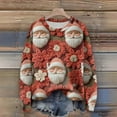 thumbnail image 3 of Long Sleeve Pullover Sweaters For Women O Neck Casual Cute Printing Knit Oversized Sweater for Fall and Winter, Christmas Snowflake Print, Christmas Sweaters for Women ,Vermilion,2XL, 3 of 6