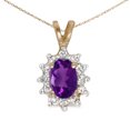 thumbnail image 1 of 14k Yellow Gold Oval Amethyst And Diamond Pendant with 18" Chain, 1 of 3