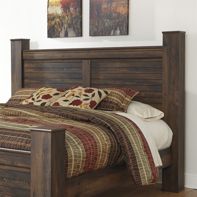 Ashley Furniture Quinden King Poster Panel Headboard in Dark Brown
