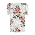 thumbnail image 6 of Women's Fashion Tops Square Neck Puff Short Sleeve Printed Shirts Casual Loose Fit Blouses Soft Comfy Clothes (XL, White), 6 of 6
