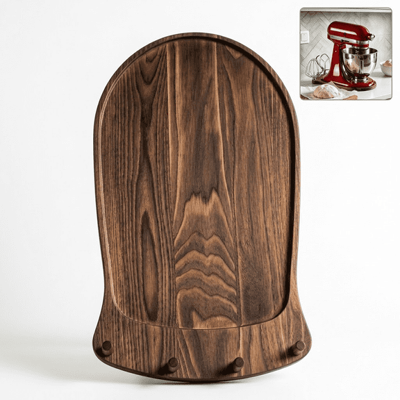 18IN Mixer Slider with Storage for KitchenAid Tilt Head, Wood Appliance Tray, Brown