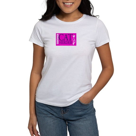 CafePress - Cat Herder 2 Fusia Web T Shirt - Women's Classic T-Shirt