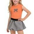 thumbnail image 2 of Amidoa Girls 2 Piece Outfits Summer Clothes Sleeveless Solid Color Cute Tank Top T-Shirt and Casual Shorts Kids Clothing Sets Orange Size 2T, 2 of 9