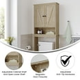 thumbnail image 6 of Flash Furniture Farmhouse Over the Toilet Shelf Cabinet, Magnetic Close Doors, Adjustable In-Cabinet Shelf, Lower Open Shelf, Metal Handles and Hinges, Brown, 6 of 14