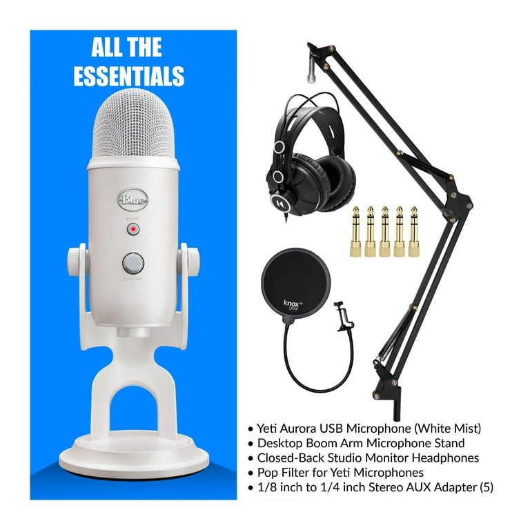 Blue Microphones Yeti Usb Microphone W/ Boom Arm Stand, Filter And