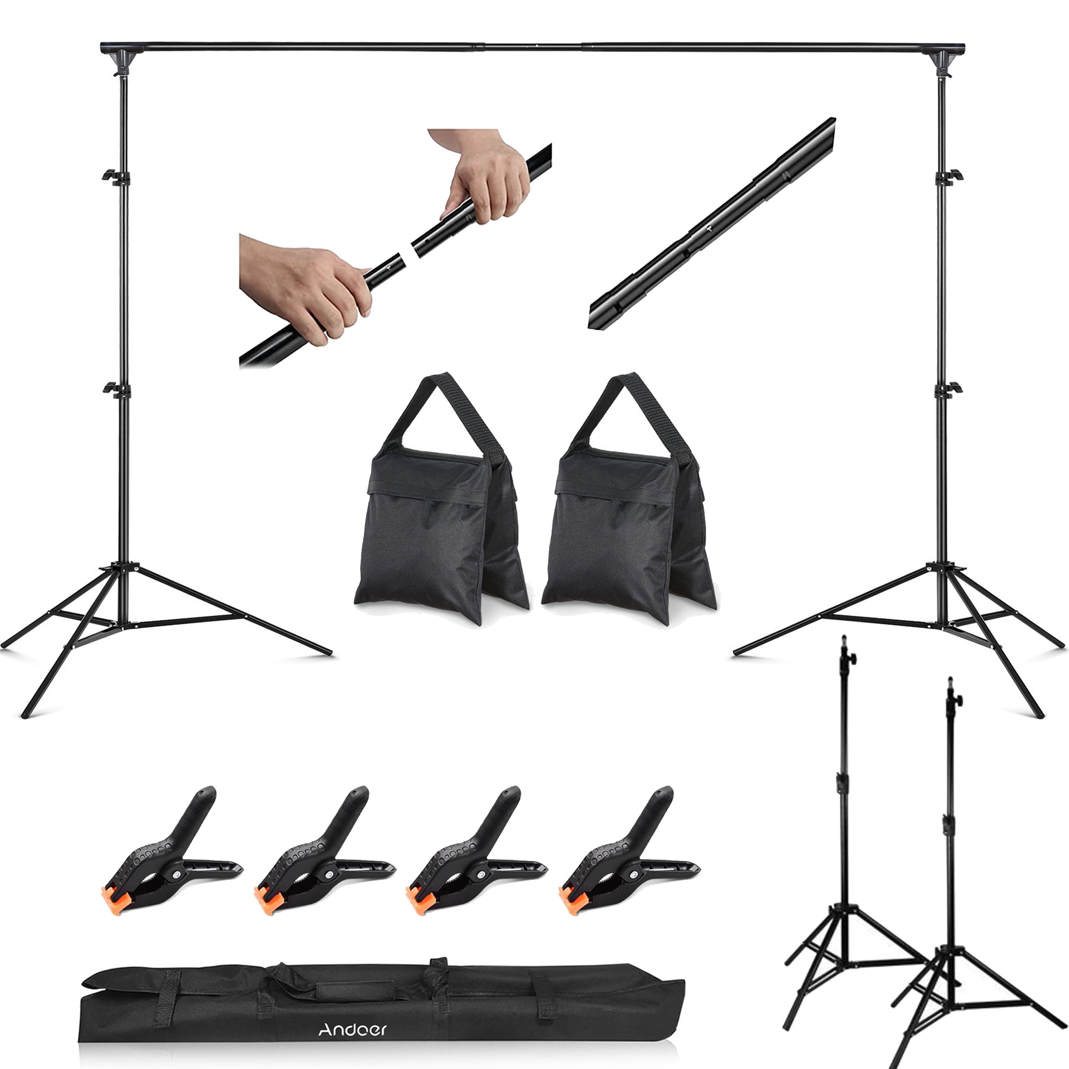 Andoer Background Support Kit 10Ft Adjustable Photography Backdrops Stand for Photo Video Studio