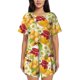 thumbnail image 1 of Balery Bees Honeycomb Conjunto de Pijama para Mujer con Estampado, Dos Piezas de Manga Corta y Shorts, Ropa de Dormir Suave con Cuello Redondo y Bolsillos-Large, 1 of 6