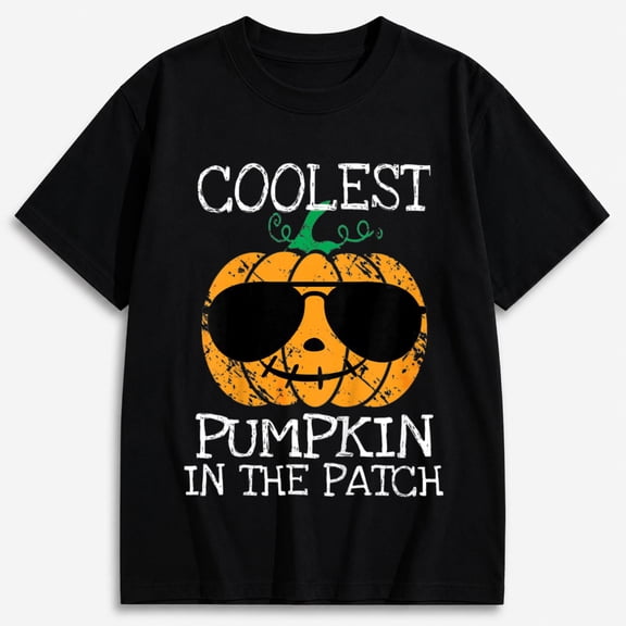 Boys Coolest Pumpkin in the Patch Sunglasses Halloween Graphic T-Shirt