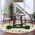thumbnail image 3 of Round Area Rug 8 Ft, Green Black Buffalo Checkered Washable Non-Slip Circle Carpet for Living Room/Bedroom, Bones Cute Dogs Pets Collection Low-Profile Large Area Rugs for Indoor, 3 of 8