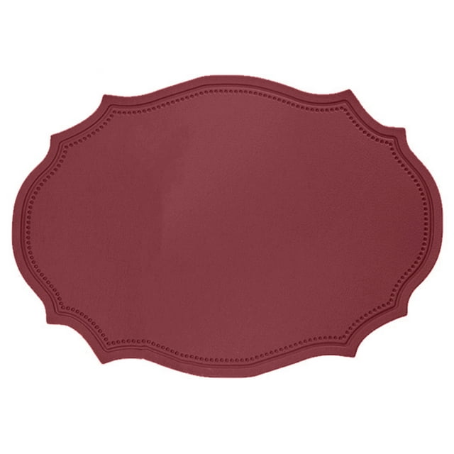 Limorve Napperons Réutilisables en PVC Résistant à la Chaleur, Antidérapants, Imperméables, Forme Elliptique, pour Table de Cuisine, Table Basse, Rouge Vin, Taille Unique