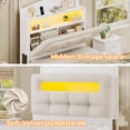 thumbnail image 6 of Twin Size Upholstered Platform Bed Frame with LED Lighting, Storage Headboard and Footboard, Remote/App Control, No Box Spring Needed,White, 6 of 9