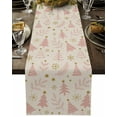 thumbnail image 5 of Merry Christmas Tree Seamless Sketch Table Runner 13x120in Non-Slip Cotton Linen Table Runners, Pink Stripe on Linen Dresser Scarves TableRunner for Dinner Kitchen Dining Wedding Party, 5 of 9