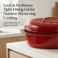 thumbnail image 2 of 13-Inch Oval Roaster with Lid, Enameled Steel, 7 LB Poultry Capacity, 932°F Heat Resistant, Dishwasher Safe, Red, 2 of 7