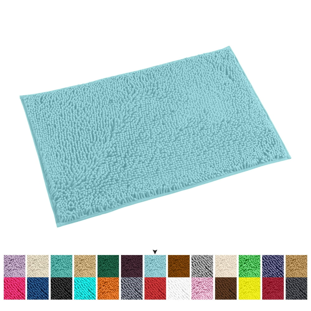 LuxUrux Bath Mat ExtraSoft Plush Bath Shower Bathroom Rug,1'' Chenille