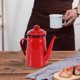 thumbnail image 2 of 1.1L Esmalte Cafetera Mano Tetera Hervidor de Agua Cocina InduccióN Estufa Gas Rojo Universal, 2 of 5