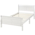 thumbnail image 4 of White Twin Size Wood Platform Bed with Sleigh Headboard and Footboard, Underbed Storage Space, No Box Spring Needed, Easy Assembly, 4 of 10