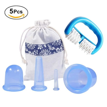 Chinese Cupping Therapy Set Silicone Anti Cellulite Cup Vacuum Massage Cups with Massage Roller Suction Cupping (Best Suction Cups For Cellulite)