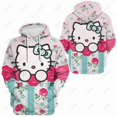 thumbnail image 1 of Hello Kitty Sweat à Capuche Imprimé pour Femmes, Col Rond, simple, Oversize, Mode Décontractée, Vêtements de Sport pour Femmes, 1 of 6