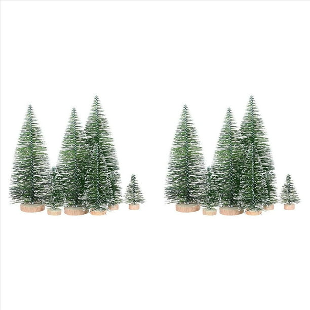 50 ÁRboles de Navidad Artificiales en Miniatura, 5 TamañOs, con Base de Madera para DecoracióN, Manualidades, DecoracióN de Fiestas, Manualidades