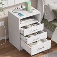 thumbnail image 4 of White Nightstand with USB Port &3 Drawers, Wooden Sofa Side Stand Cabinet End Table for Bedroom Living Room, 4 of 10