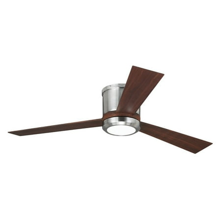 

Propeller 52 inch Hugger Ceiling Fan with Led Lights & Remote Control (3-Blade)-Brushed Steel Finish-Teak Blade Color Bailey Street Home