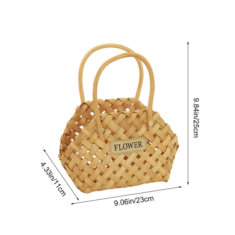 Wood Rustc Handwoven Wooden Basket, Rustic Decorative Gift and Storage Tote with ...