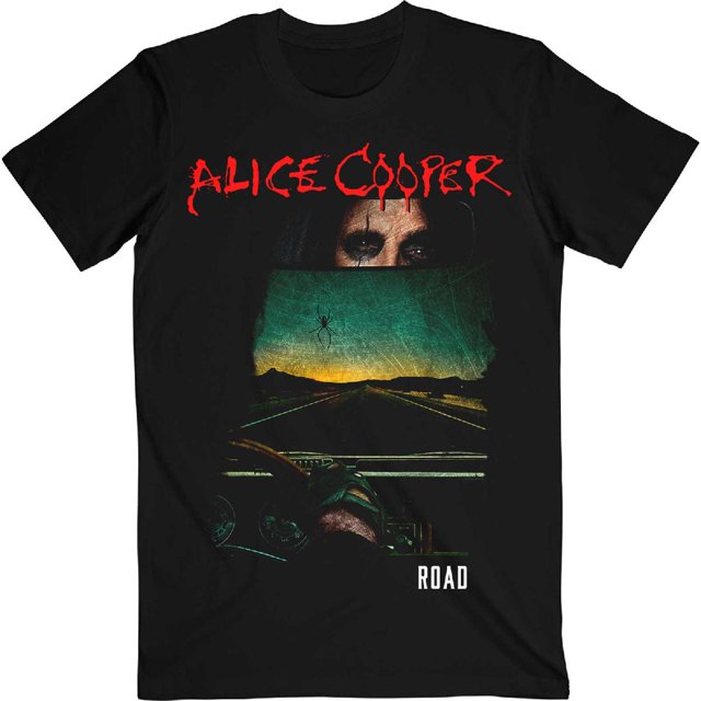 Alice Cooper - Camiseta Road Lista de Canciones de Algodón para Adultos Unisex (Negro)