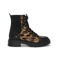thumbnail image 2 of Vince Camuto Bestenda Black Leopard Leather Lace Up Moto Lug Sole Combat Boots (Black Leopard, 8.5), 2 of 5