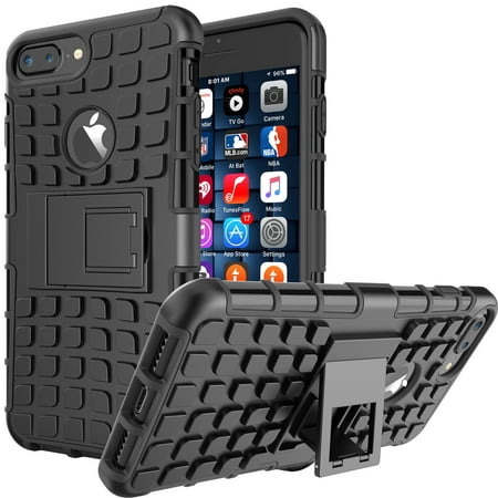 iPhone 7 Plus Case, Tekcoo&trade [Ttyre Series] iPhone 7 Plus (5.5 INCH) [With Kickstand] Dual Layer Rugged Rubber Hybrid Hard/Soft Drop Impact Resistant Protective Armor Cover (Best Drop Kick Ever)