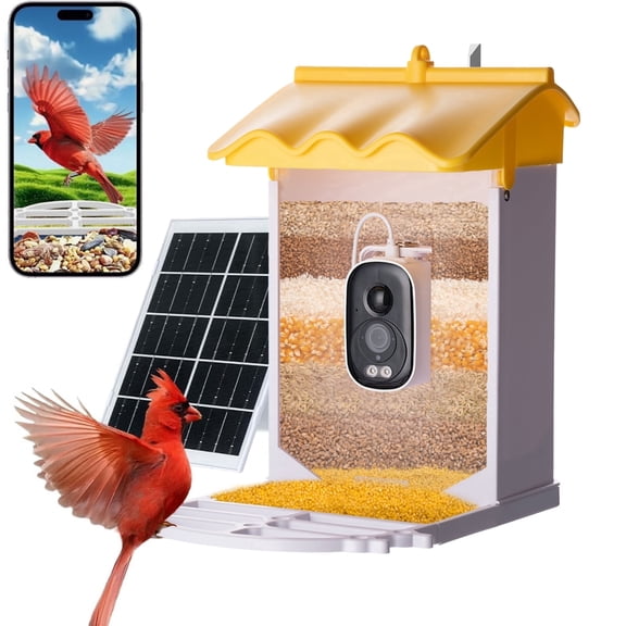 BOYOU Smart Bird Feeder Outdoor with Camera, Solar Powered Bird Watching Station, 1080P HD