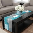 thumbnail image 4 of Turquoise Grey Ombre Table Runner 120 Inches Long, Abstract Vintage Oil Painting Kitchen Coffee Dining Table Decoration for Home Party Birthday Wedding Home Decor 13x120 Inches, 4 of 8