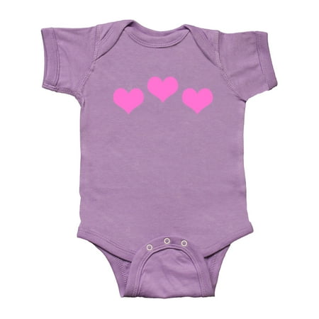 

Inktastic 3 Pink Hearts Gift Baby Boy or Baby Girl Bodysuit