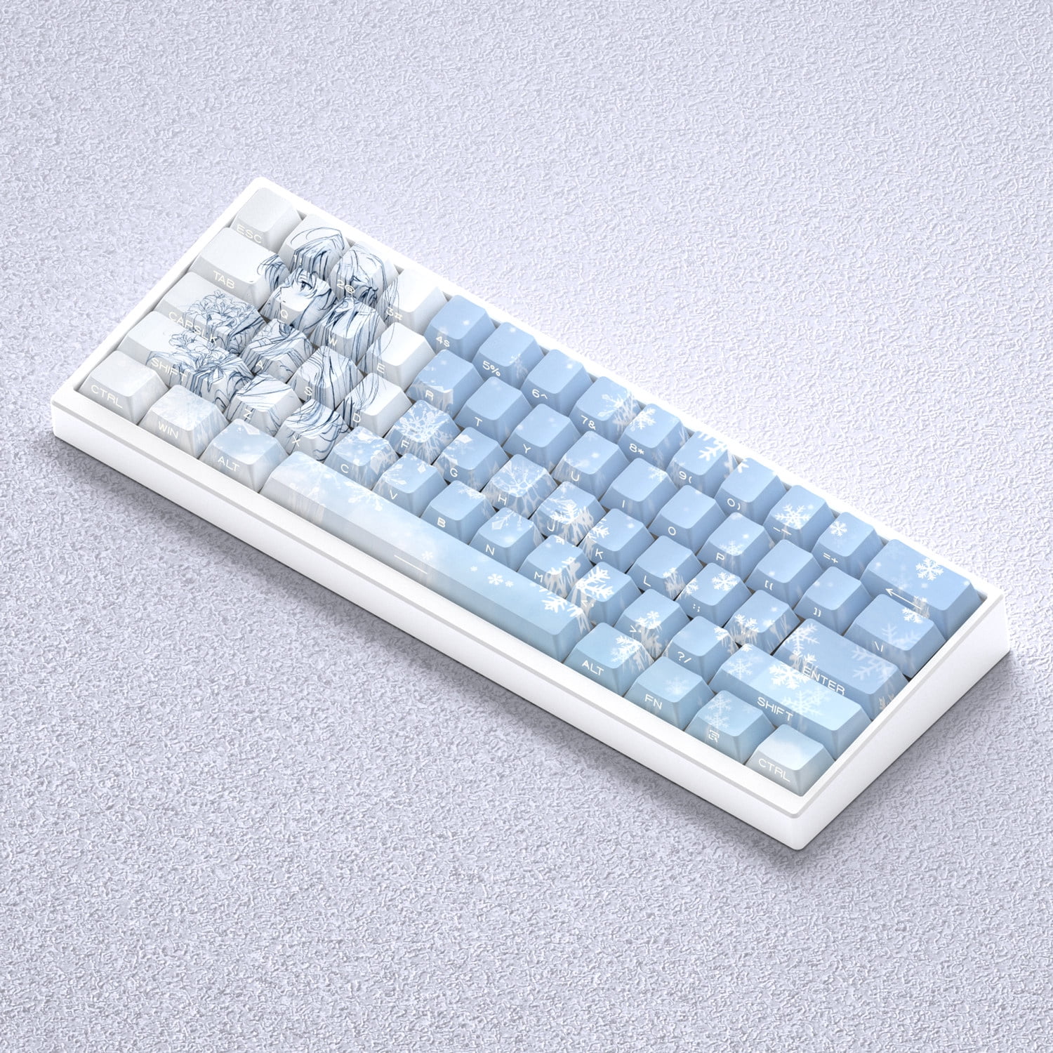 Yukino Side-Printed Shine-Through Keycaps, PBT Dye-Sublimation Keycap Set Compatible with Ace68/mad60/Wooting 60HE/ATK68/A75 Mechanical Keyboards