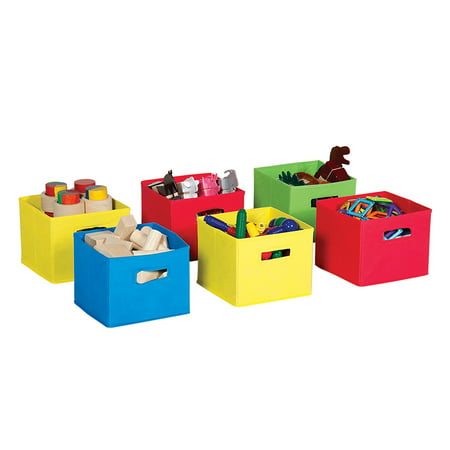 Fabric Bins (Set of 6), Multicolor - Kids Toy Storage, canvas By