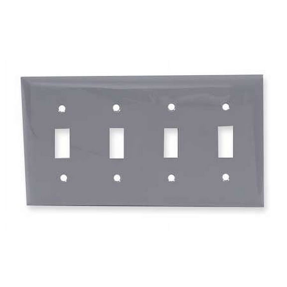 Hubbell NP4GY Gray Unbreakable 4-Gang Toggle Switch Base Cover Wallplate