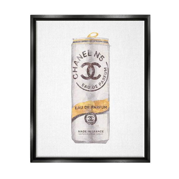 Stupell Industries Fashion Emblem Glam Perfume Beverage Can Style Jet Black Framed Floating Canvas Wall Art, 24x30, by Ziwei Li