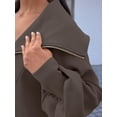 thumbnail image 6 of Arvbitana Women's Lightweight Zipper Sweatshirt Solid Color Long Sleeve Lapel Hoodie Jacket Coat Ladies Casual Loose Outerwear Streetwear, 6 of 6