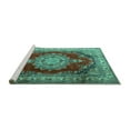 thumbnail image 2 of Ahgly Company Machine Washable Indoor Rectangle Medallion Turquoise Blue Traditional Area Rugs, 2' x 4', 2 of 4