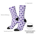 thumbnail image 4 of Xecao Purple argyle Pattern Sport Socks for Women and Men Crew Socks Sporty Calf Socks Casual Socks, 4 of 6
