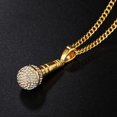 thumbnail image 2 of Hip Hop Iced Out Bling Microphone Pendants Necklace For Women/Men 14K Yellow Gold Chain Hiphop Rapper Music Jewelry, 2 of 9