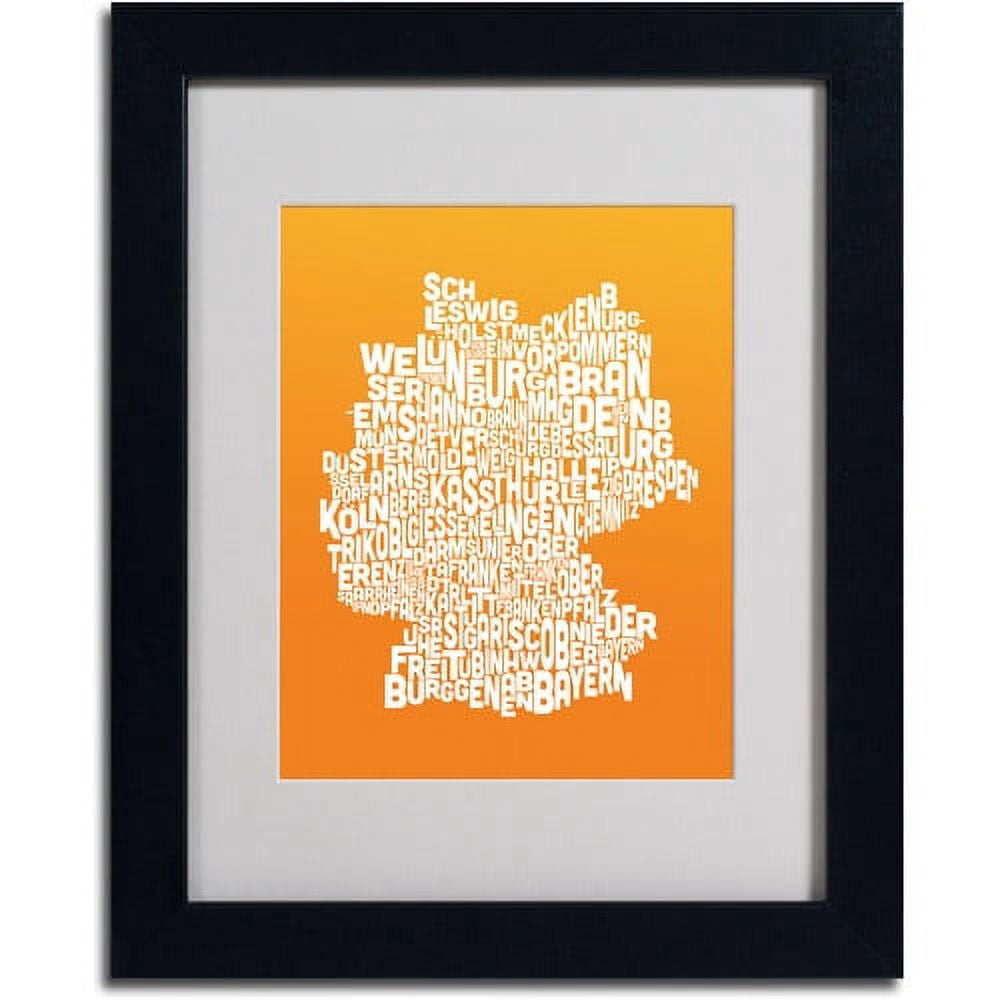 Trademark Fine Art "ORANGE-Germany Regions Map" Matted Framed by Michael Tompsett