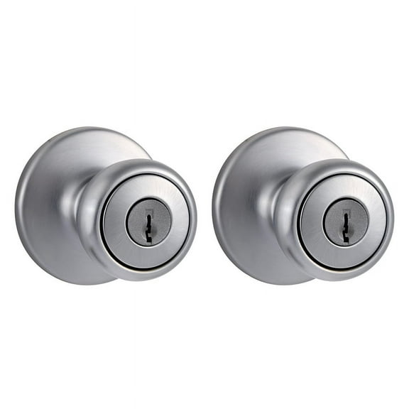 Kwikset Tylo Satin Chrome Entry Knobs ANSI/BHMA Grade 3 1-3/4"