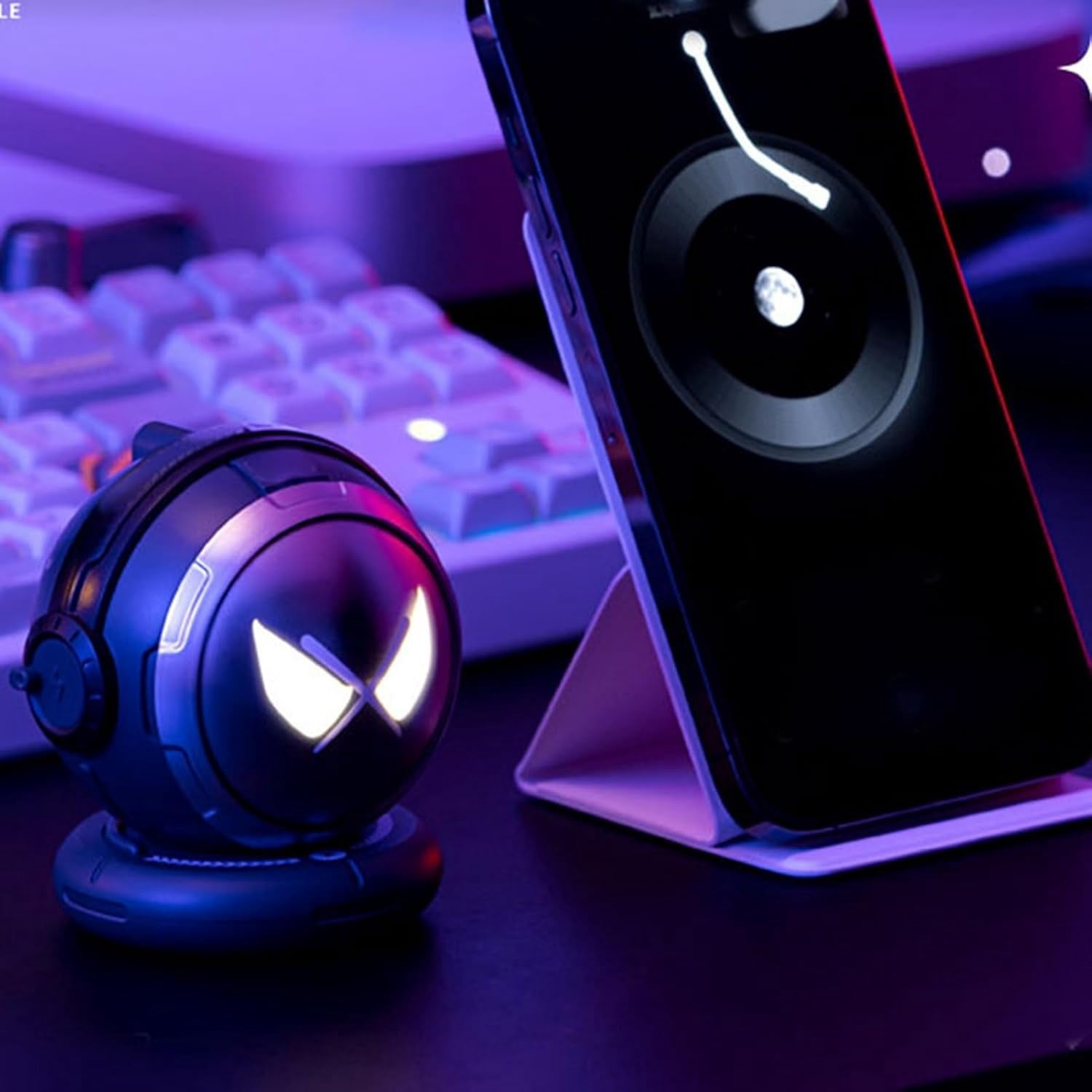 Portable Bluetooth Speaker, Cool Desktop Small Speaker with Light Effect and Lanyard, Clear Sound Compact Speaker for Mobile Phones Tablets, for Home Office